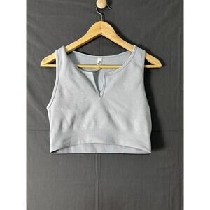 90 Degree by Reflex Seamless Raya Ribbed Crop Tank Gray XL